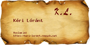 Kéri Lóránt névjegykártya